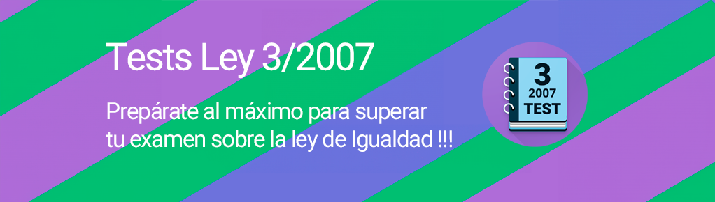 Banner promocional de la app Tests Ley 3/2007 (Igualdad)